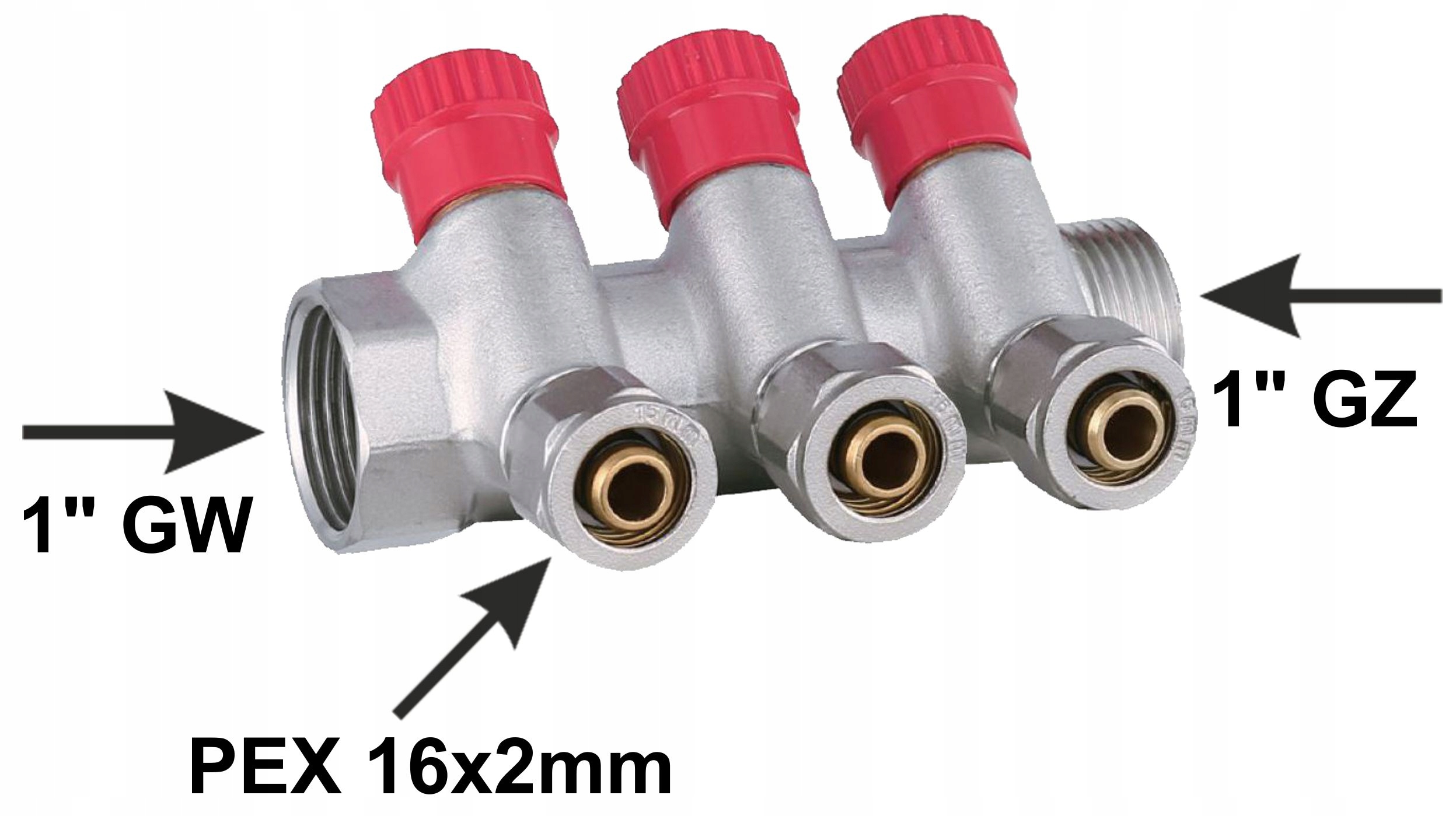 X-HOME ROZDZIELACZ PEX 1” x 16 mm 4 OBWODY WODY ZIMNEJ 3 OBWODY CIEPŁEJ Liczba obwodów 4