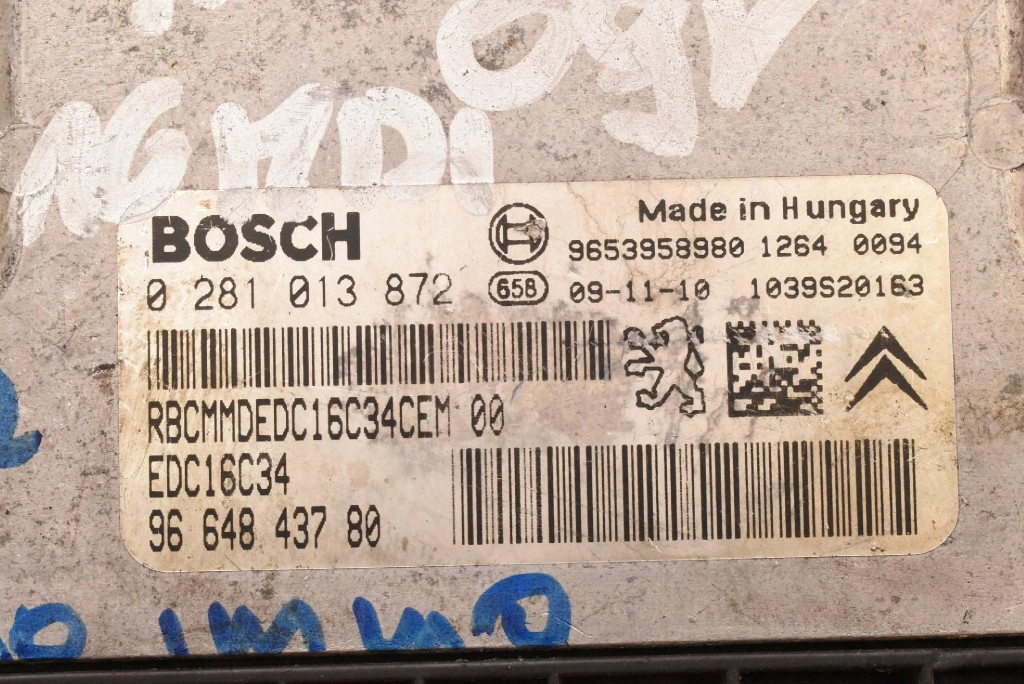 control unit computer of the engine 9664843780 CITROEN C5 II X7 III 1.6 HDI 109 KM