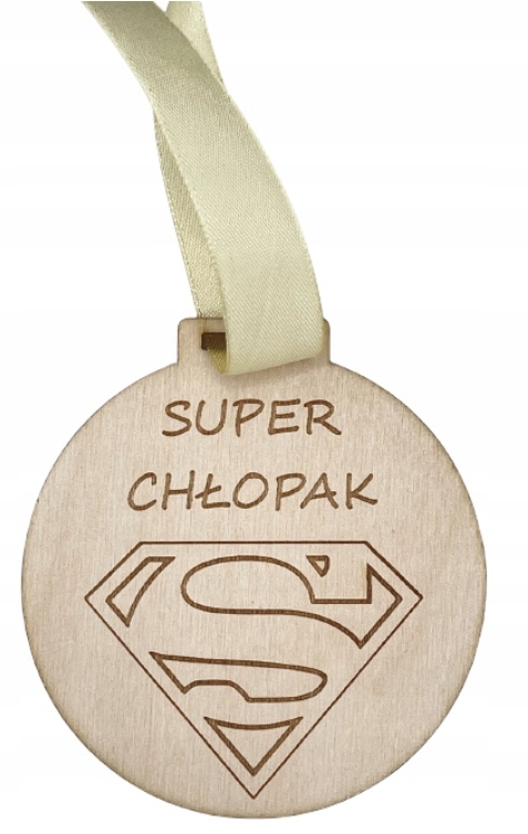 

Drewniany medal Chłopak Superman na Święta
