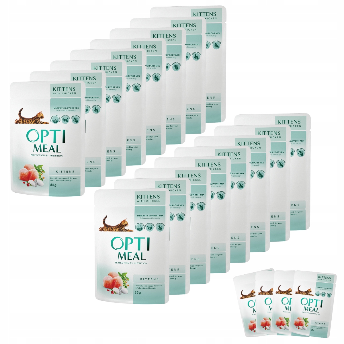 Levně Vlhké krmivo pro koťata 48 x 85 g s kuřecím masem Optimeal