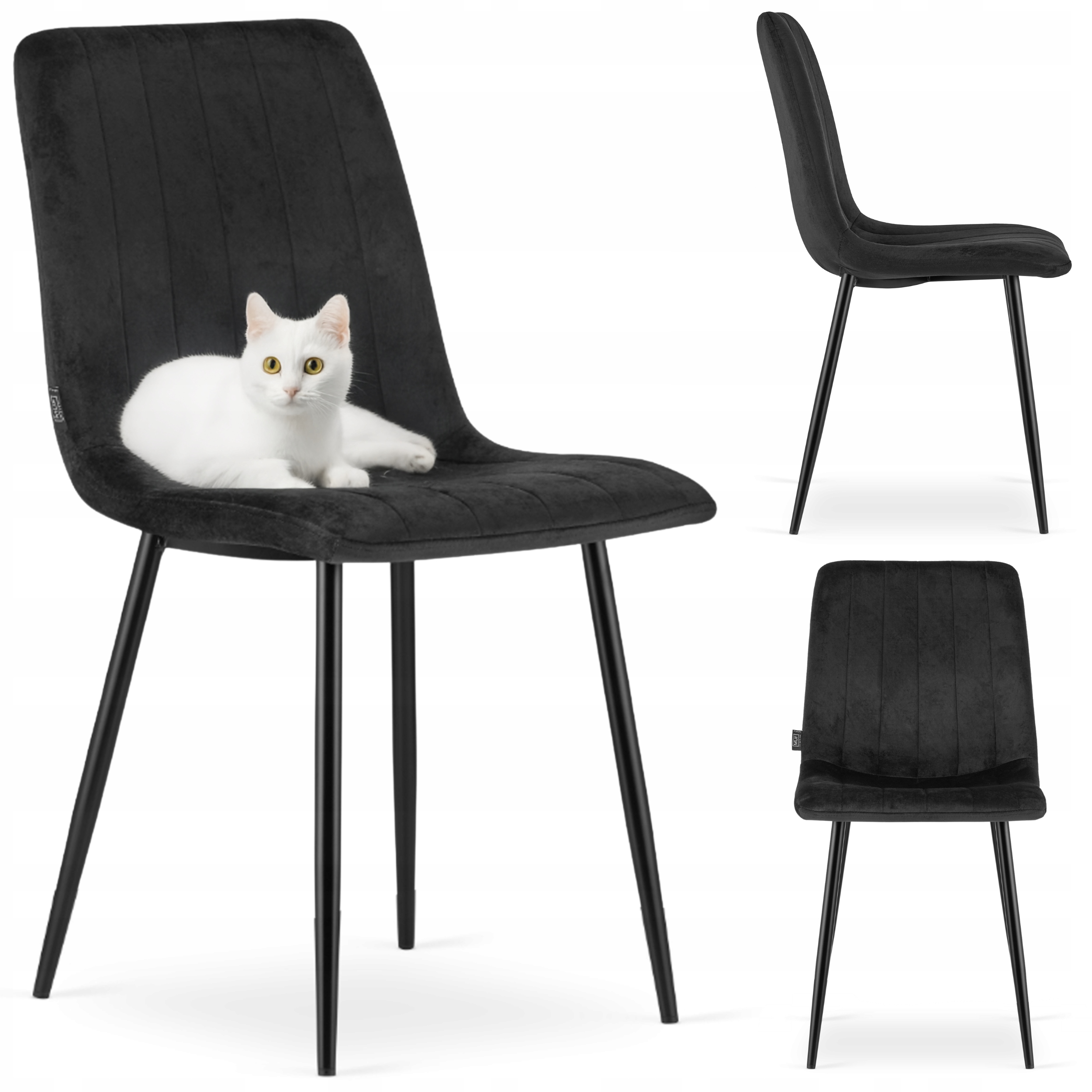 Krzesło Tapicerowane Welurowe Velvet do Salonu Kuchni Jadalni Czarne Simple