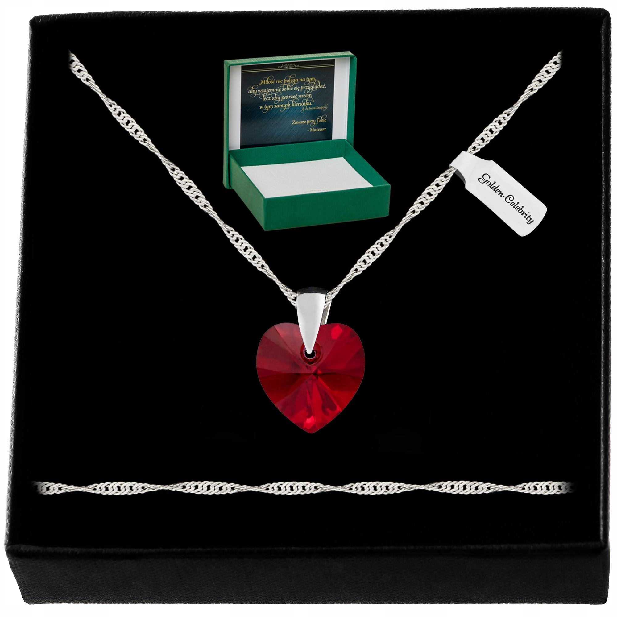 Stříbrný Náhrdelník Srdce Swarovski 925 Řetízek Přívěsek Pro Kamarádku