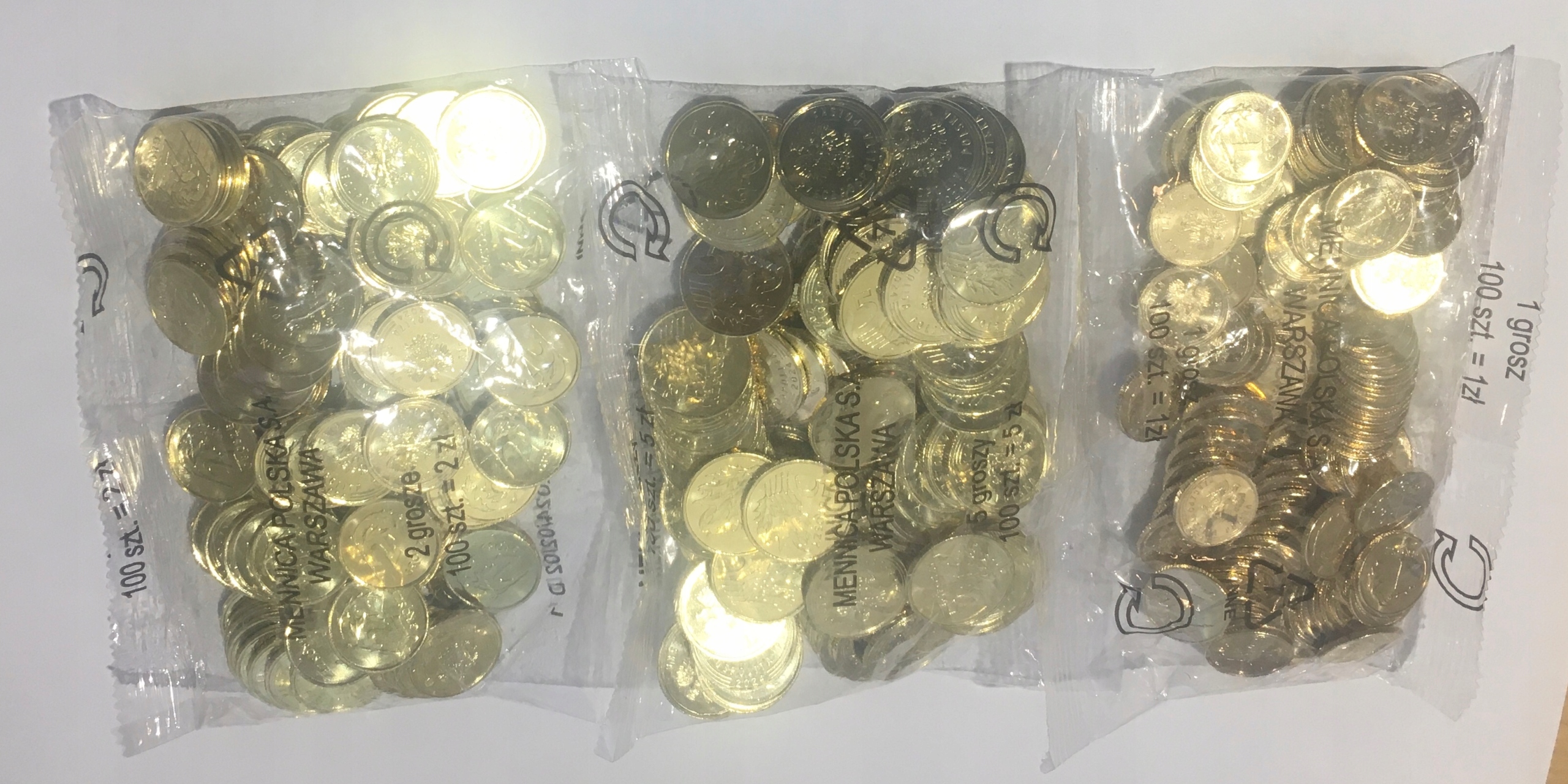 1, 2, 5 gr groszy - 2025 - 3 X WORECZEK - SASZETKA