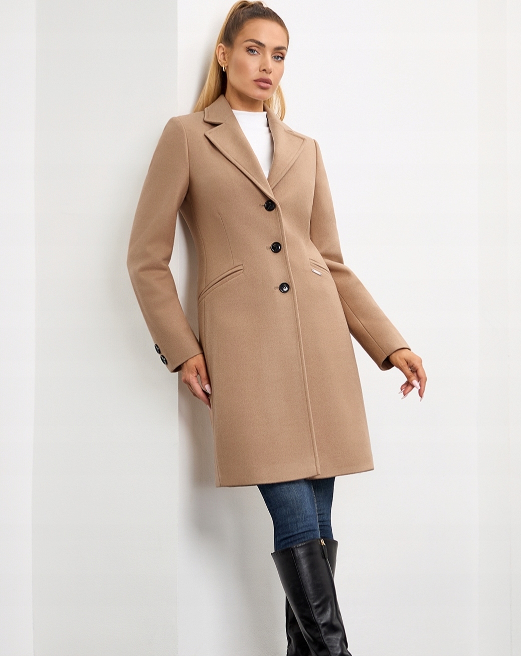 Zartex kabát podzimní a zimní klasický bez kapuce Tina cappuccino AW25 vel.34