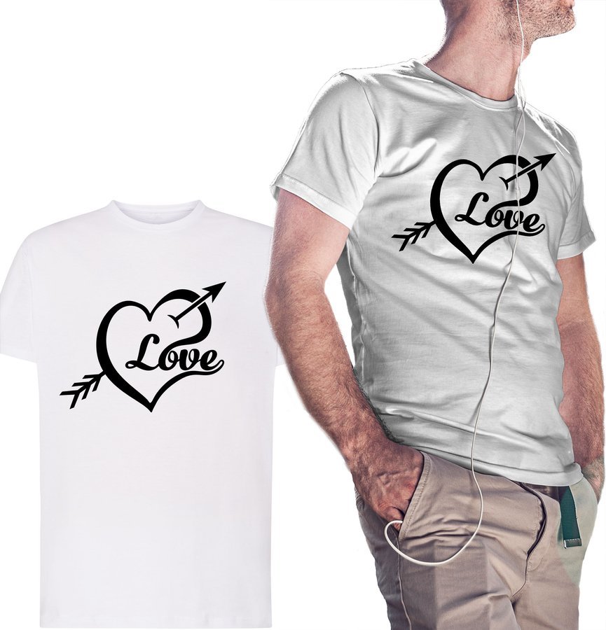 

Koszulka męska z sercem Love, prezent, biała 2XL