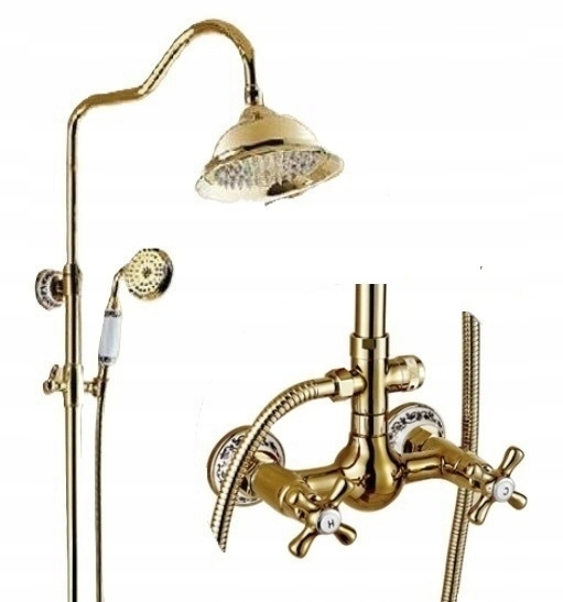 Zlatá kúpeľňová batéria Old Retro Gold Vzorky Keramika Sada