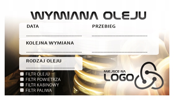 Samoprzylepne naklejki serwisowe "WYMIANA OLEJU"