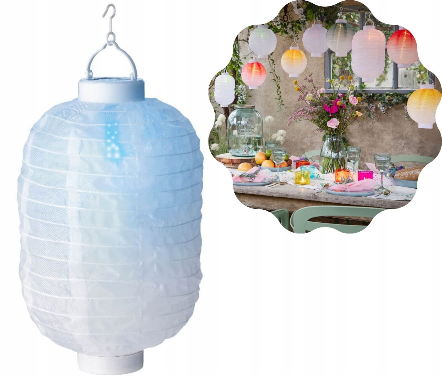 

Lampion biały 40cm Solar kolor lampa do ogrodu
