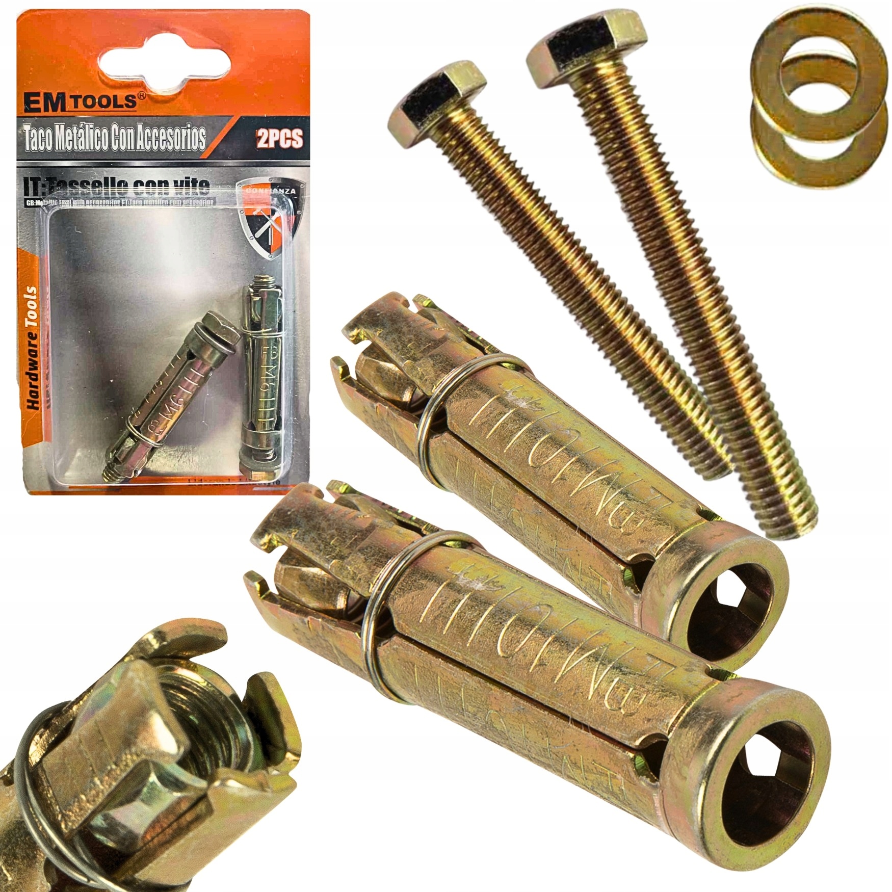 Kotva Kovová rozpěrná Tulejová šroub M10 x 70 mm hmoždinka Do Betonu 2ks