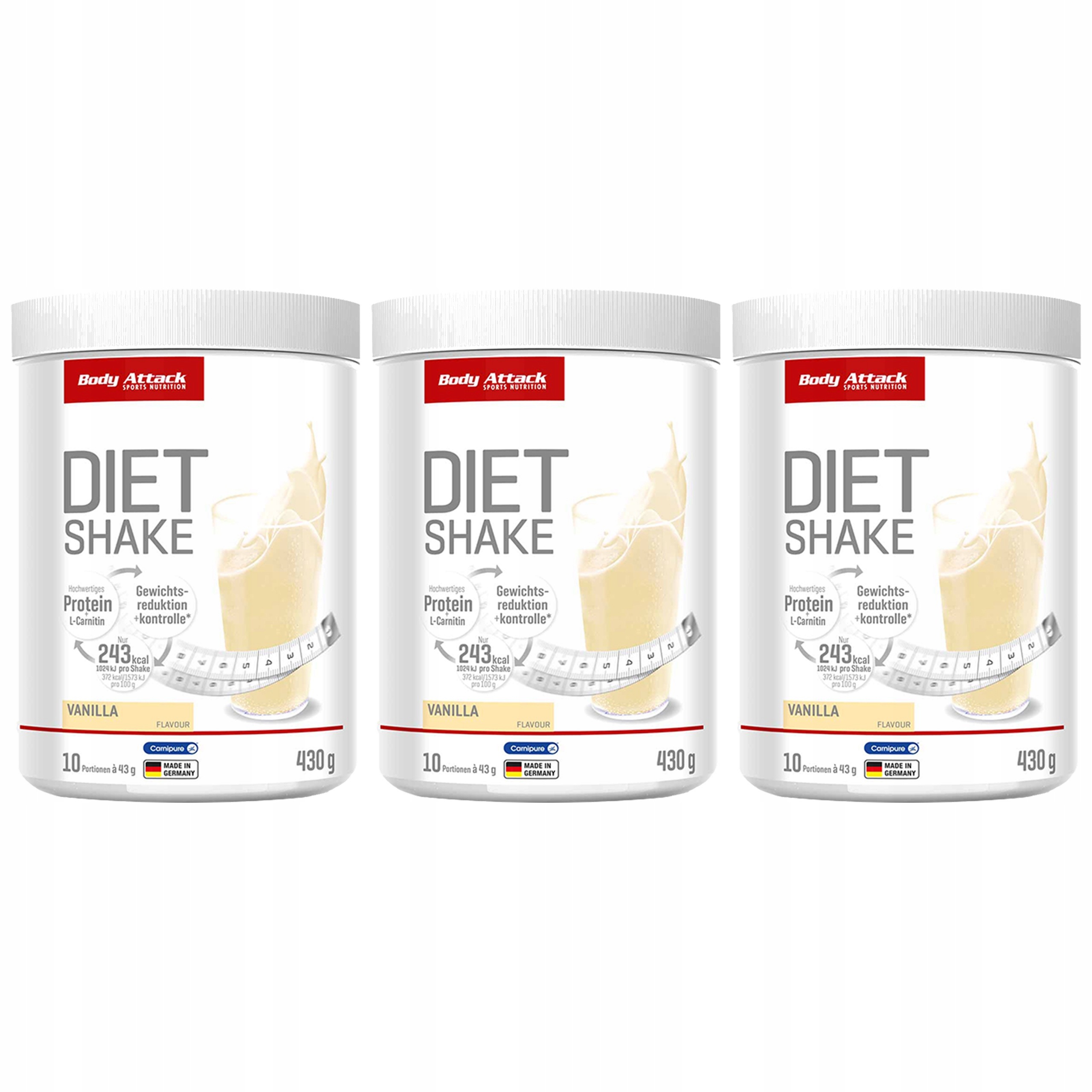3x Shake hubnoucí protein vláknina vitamíny redukce hmotnosti Body Attack