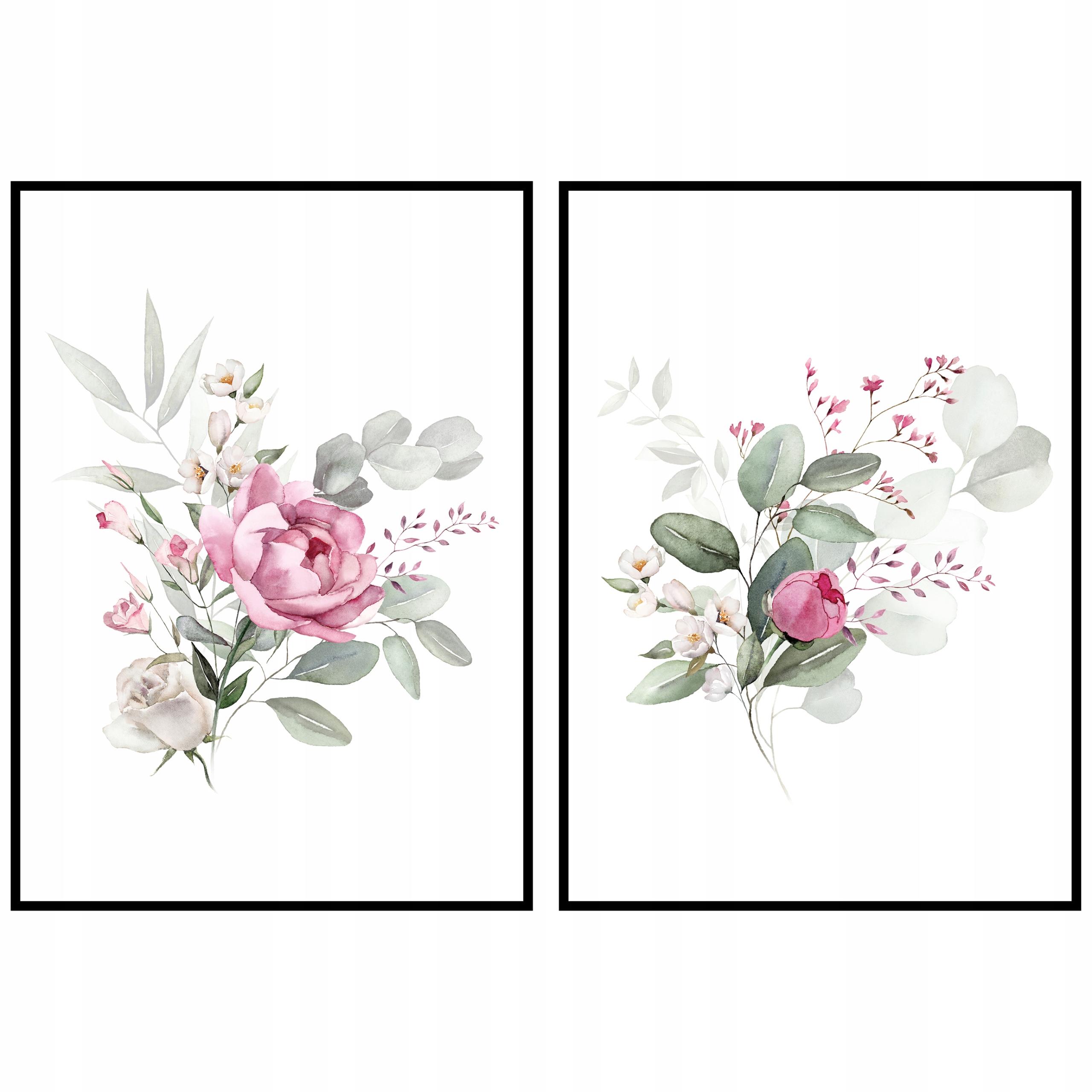 Květiny listy 2ks 60x90cm grafika botanika diptych plakáty na zeď