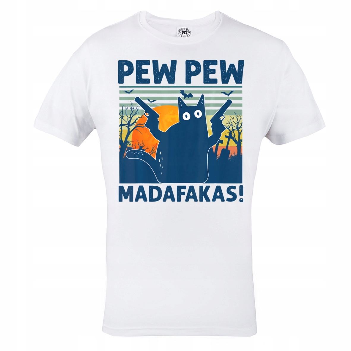 

Męska Koszulka Granatowy Kot Pew Pew Madafakas