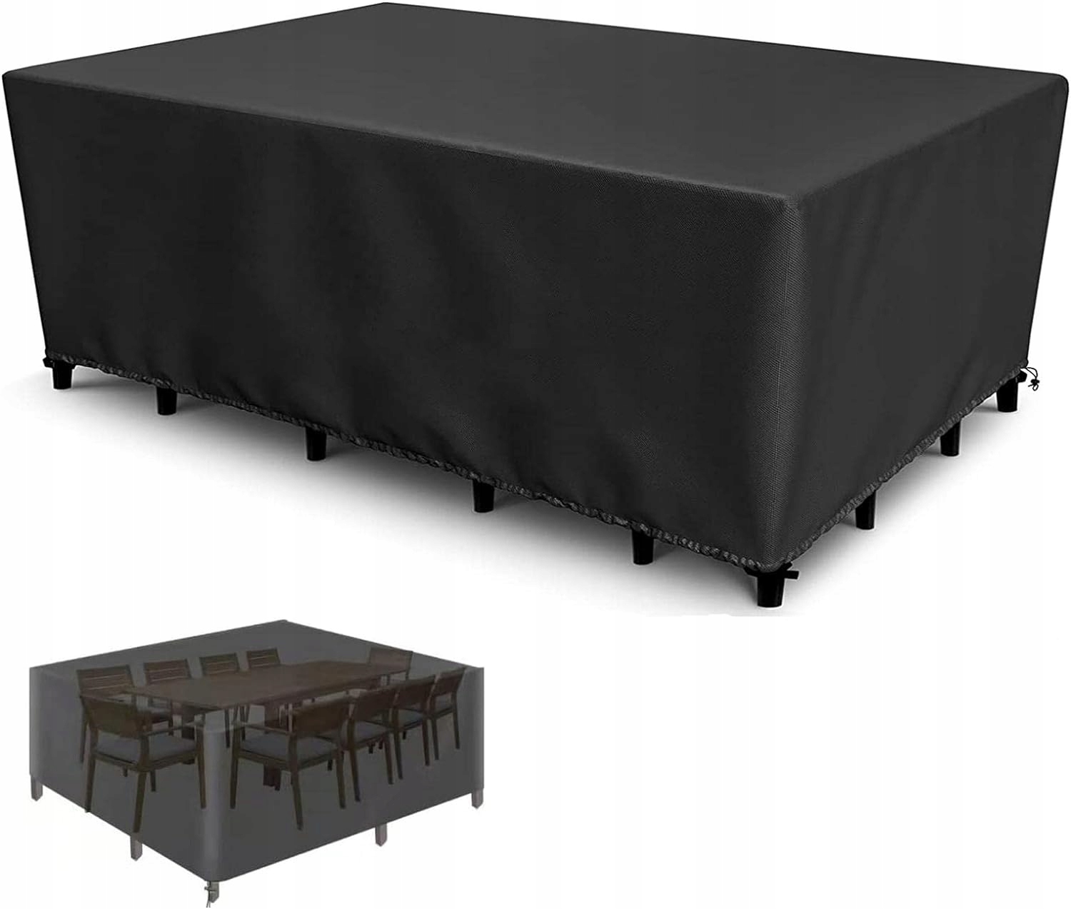 Czarny POKROWIEC NA MEBLE OGRODOWE 200x160x80cm InnoTech Oxford 420D