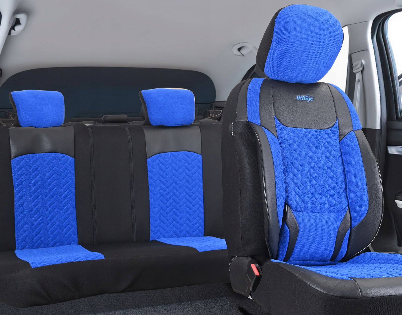 FORD KA KA+ KUGA MONDEO PUMA ESCORT RANGER POKROWCE NA FOTELE SAMOCHODOWE Kolor czarny niebieski