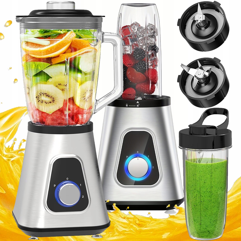 Kalichový mixér 1300W 1,5L Lahev Na Pití 650ml Titanové čepele Silný 2v1