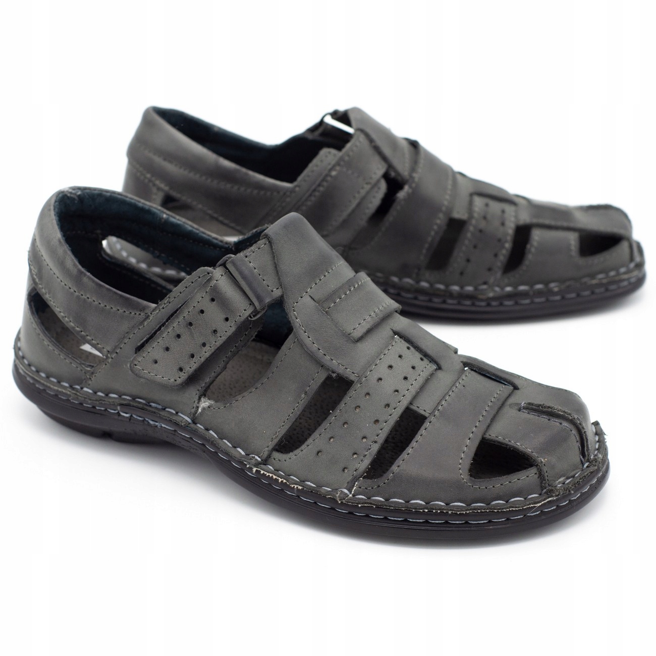 

Sandały Buty Męskie Polskie Skóra 467 Szary 41