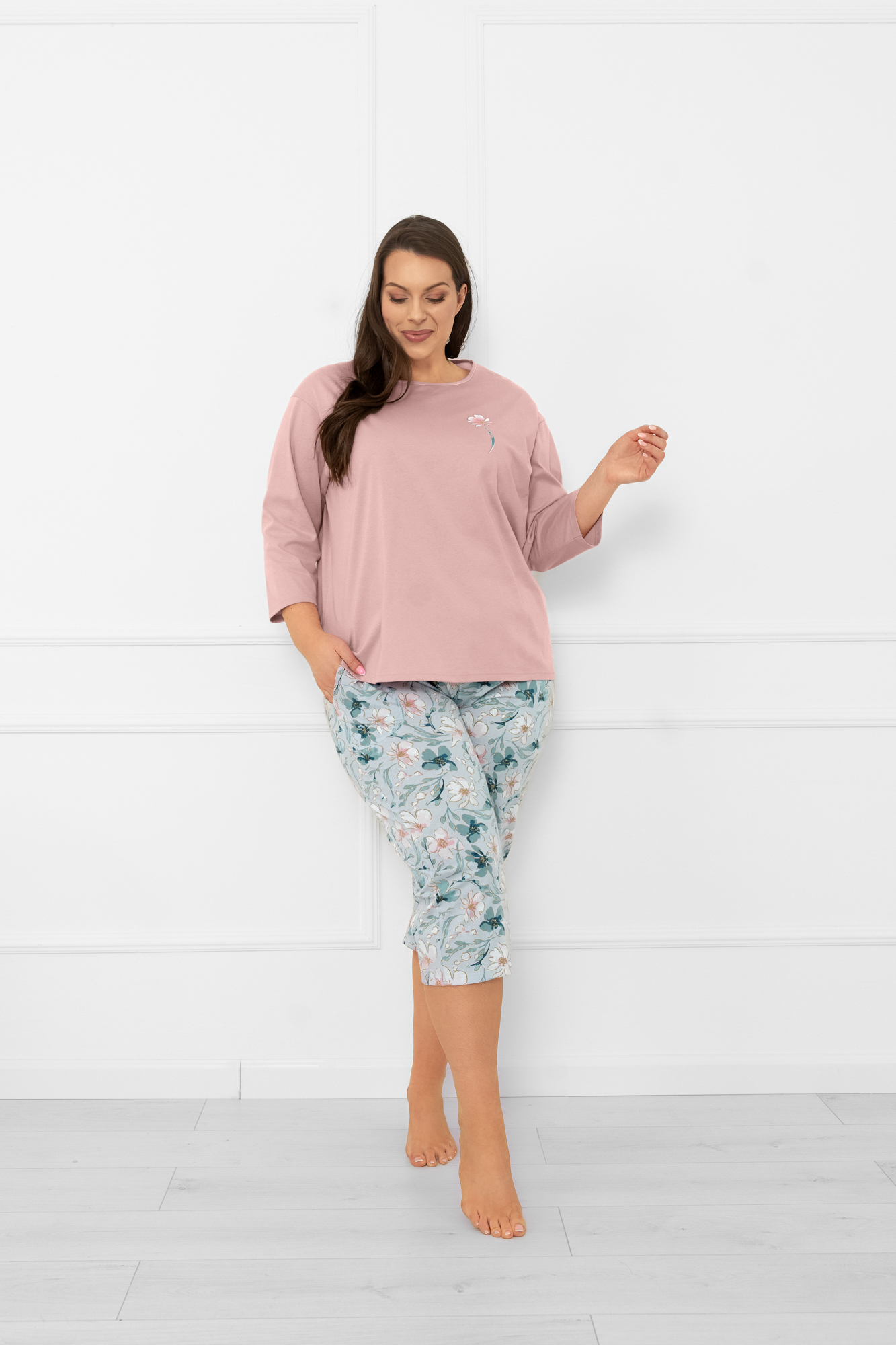 Dámské pyžamo 3/4 rukáv, 3/4 kalhoty Perlis XXXL Italian Fashion