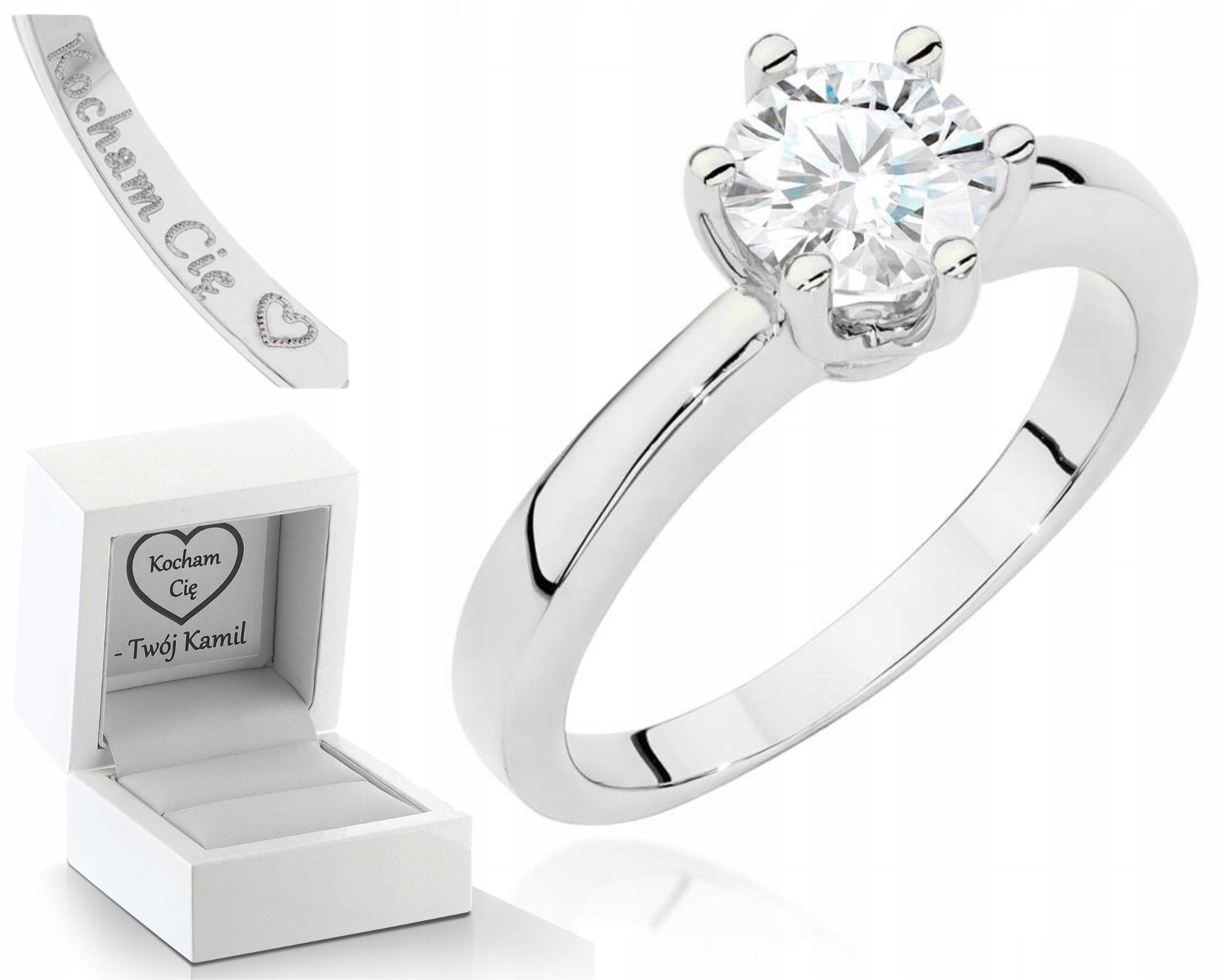 Bílý Zlatý Prstýnek S Briliantem 585 Gravírování Uvnitř Prstenu Dárek