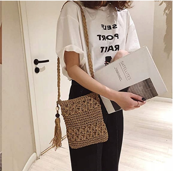 KOSZYK DO RĘKI MAŁA TOREBKA NA LATO PLECIONA NA PLAŻĘ PLAŻOWA MIEJSKA Kolor beżowy