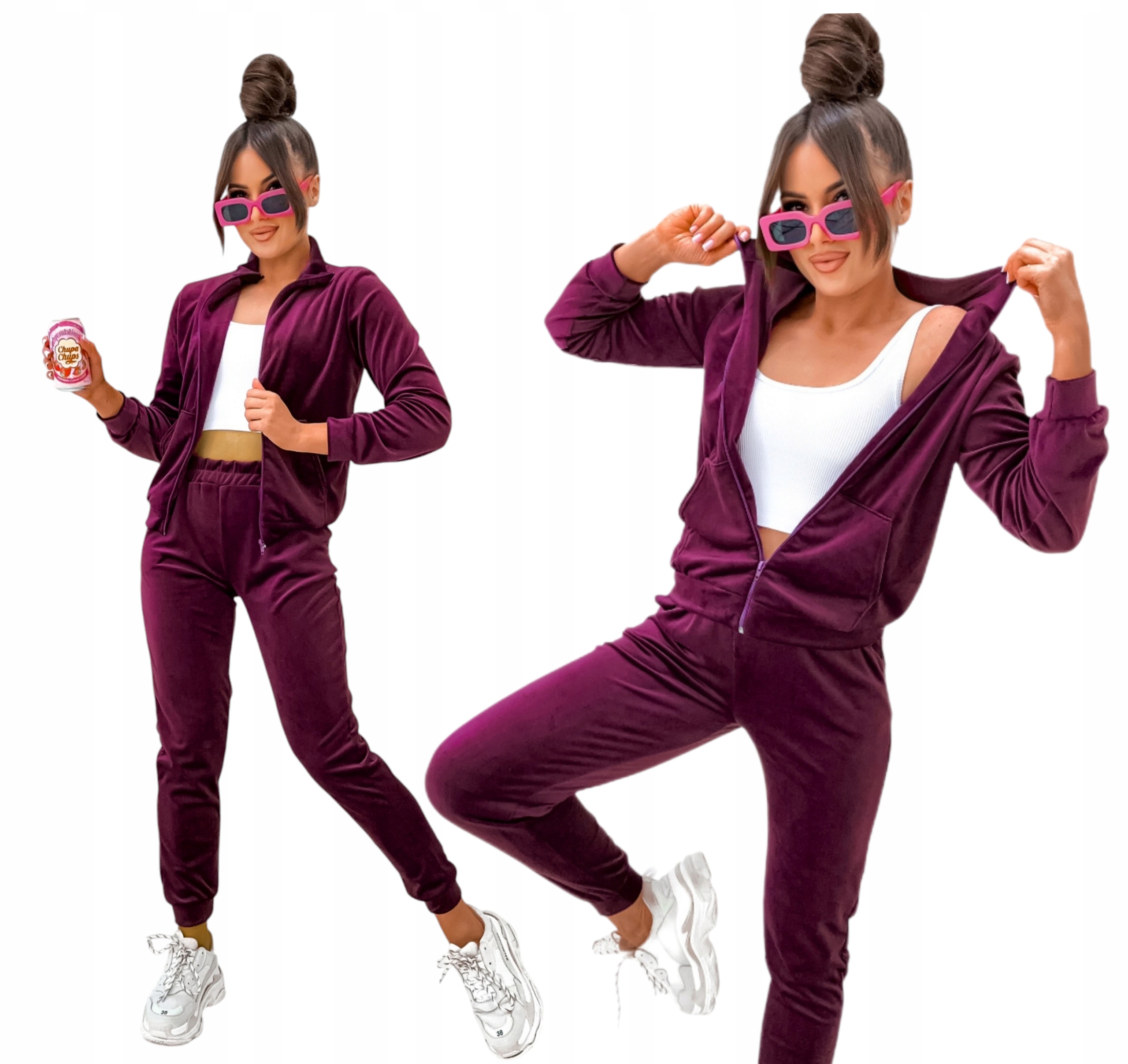 Polský Komplet Teplákovka Velurové Kalhoty A Bomber vel. S M Švestková