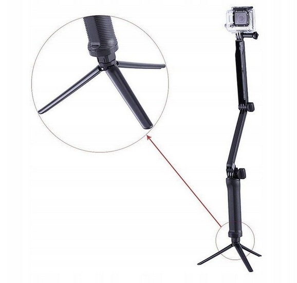 SELFIE STICK KIJEK UCHWYT 3WAY DO GOPRO 12 11 10 9 8 7 6 Model 5594