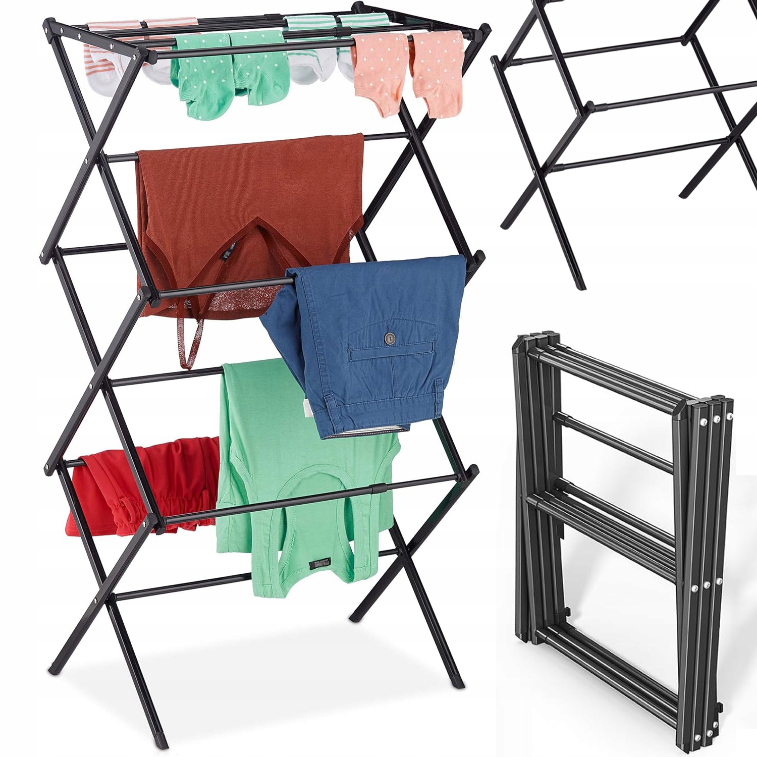 Levně Sušák Na Prádlo Stojící Vertikální Skládací Věšák Balkonový Stojan