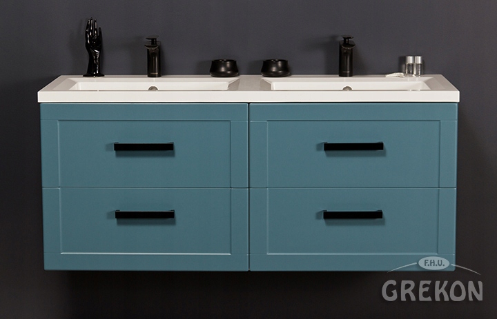 MEIVA meble łazien niebieska szafka + umywalka 120 Marka Gante