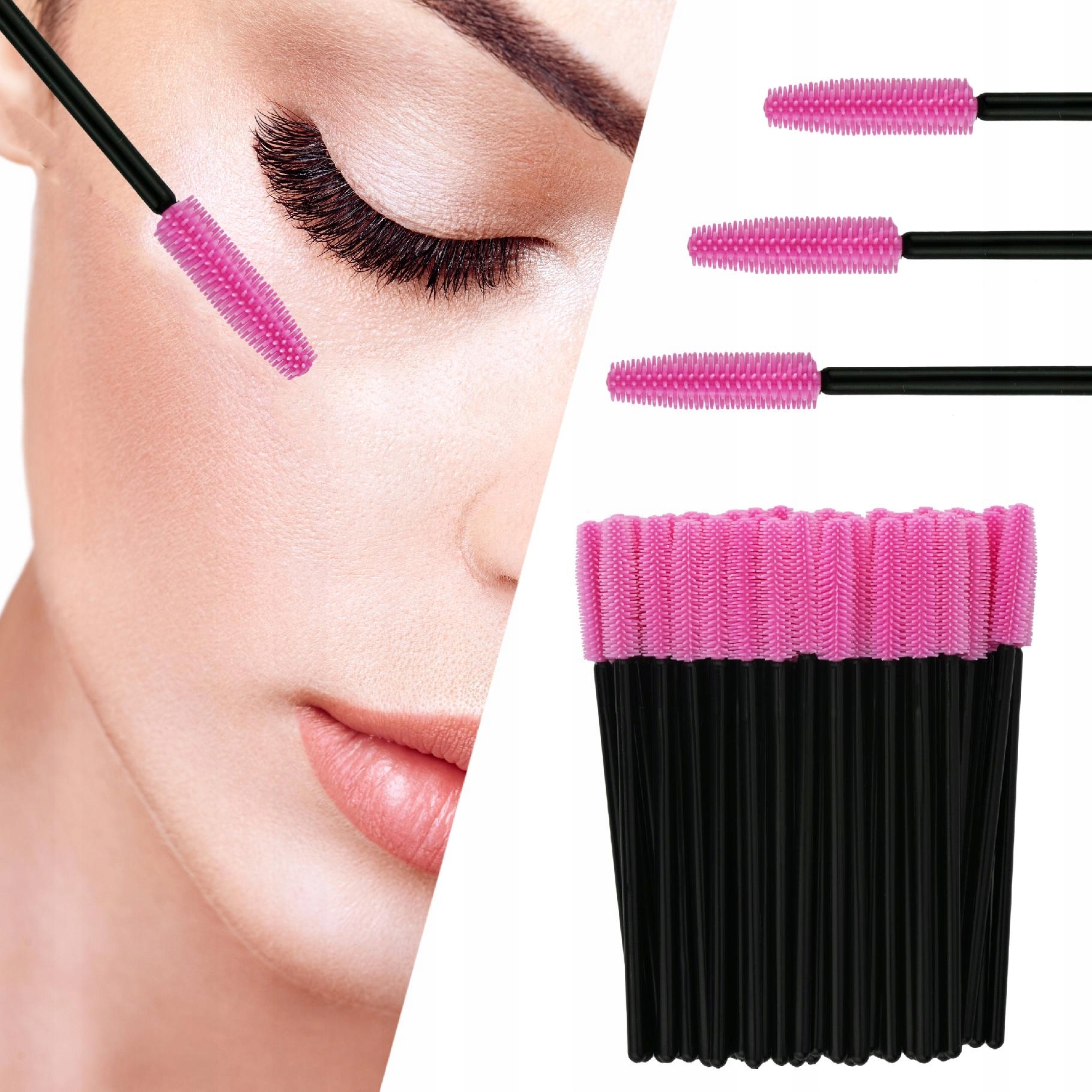 SILIKONOWA szczoteczka do rzęs brwi spiralka 50szt