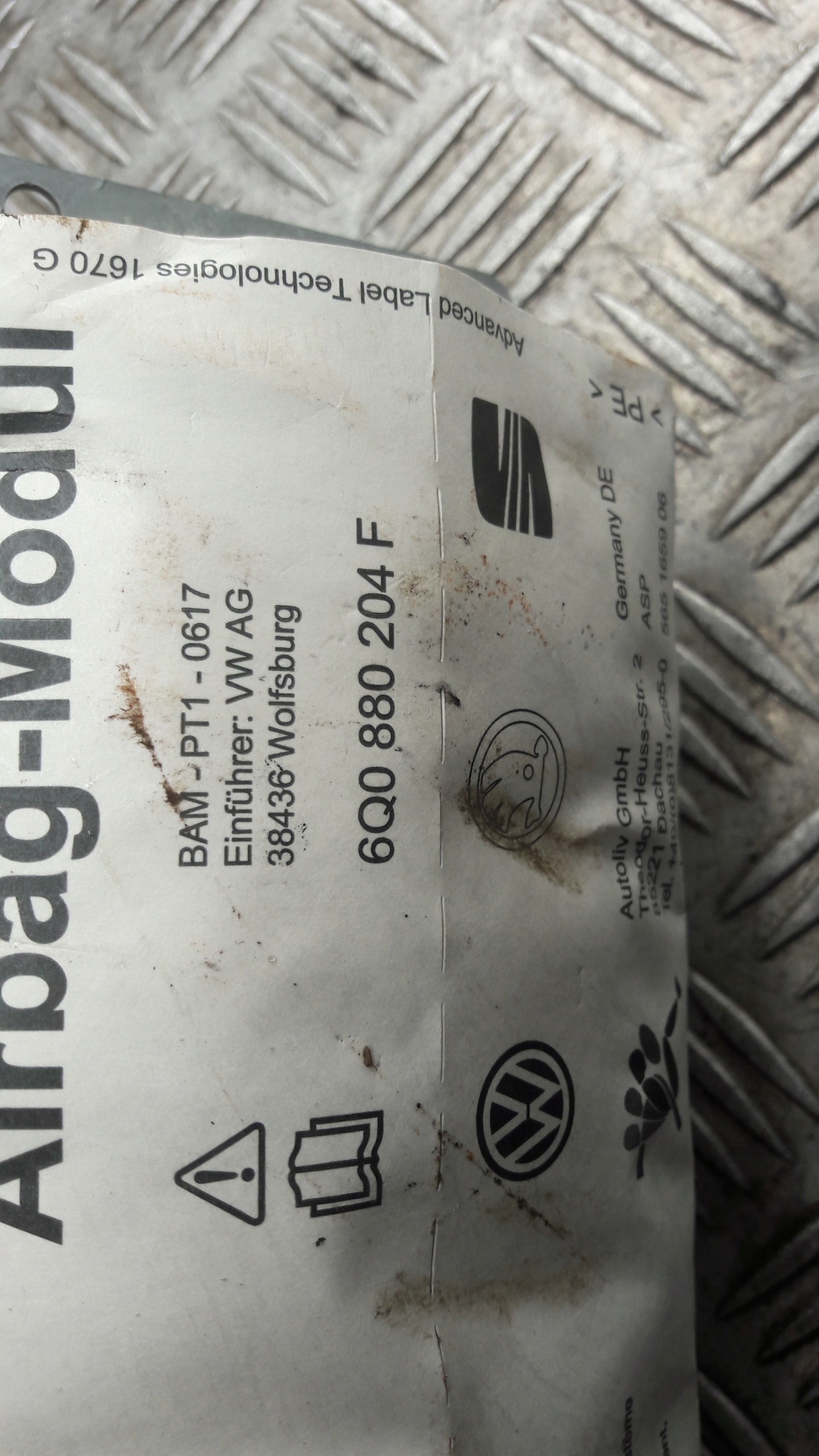 SKODA FABIA e POLO airbag airbag 6q0880204f