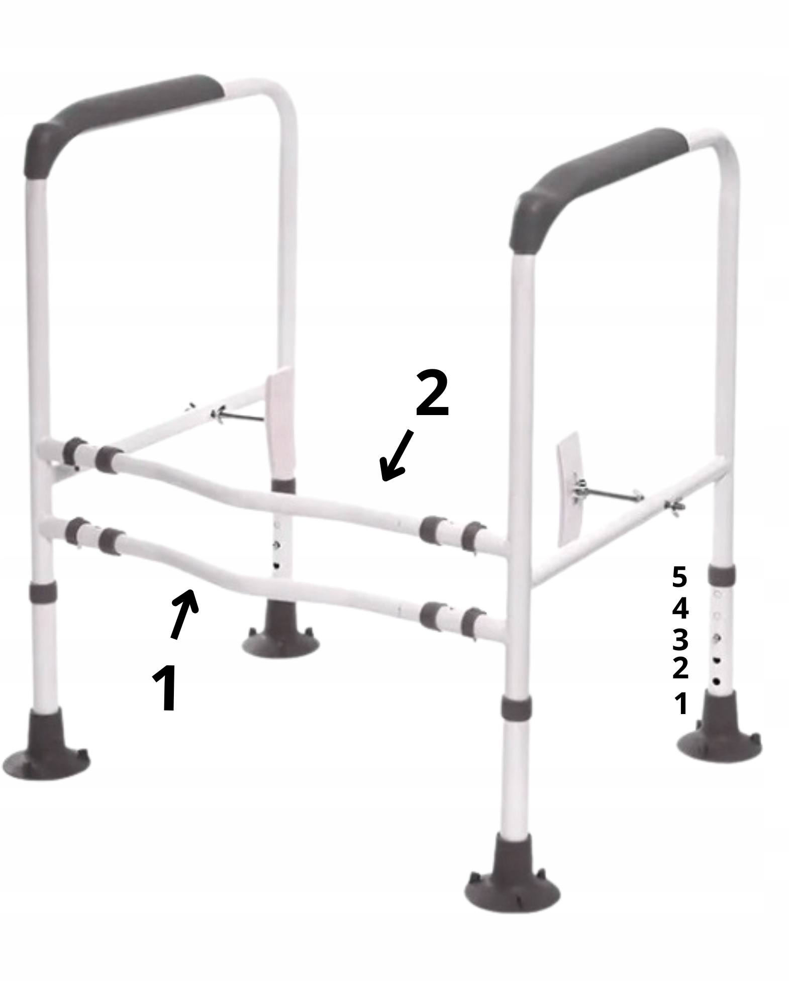Poręcz podłogowa do toalety RegMag TO-01 150 kg – Wymiary i zakres regulacji