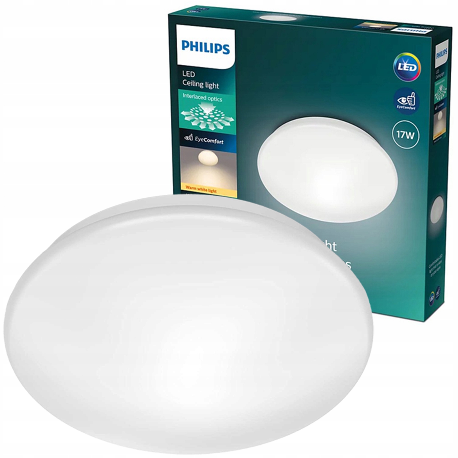 Plafon Led Lampa Sufitowa Natynkowa 17W 2700K 32cm Biały Okrągły Philips