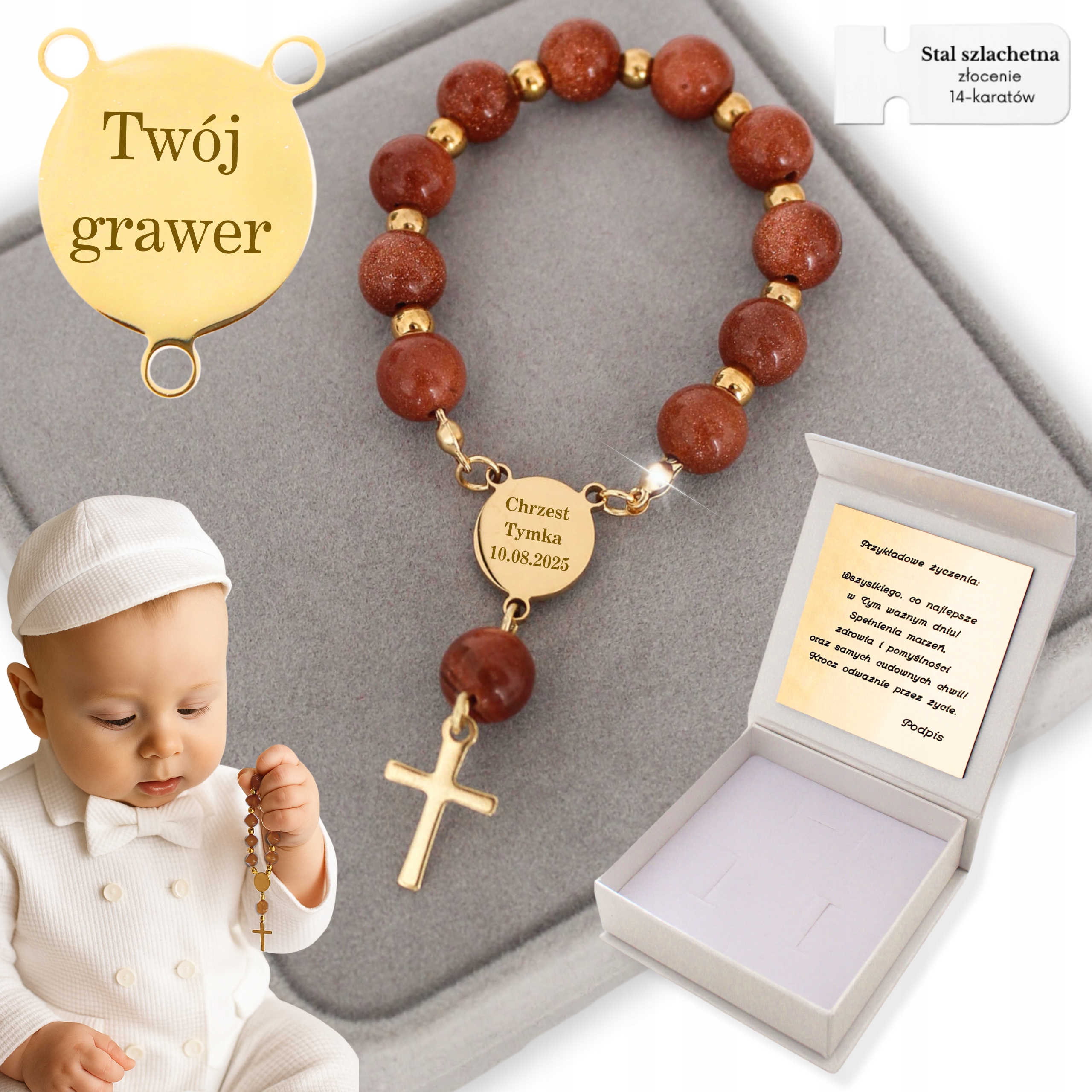 Dárek Ke Křtinám Svatý růženec Dárek na křtiny pro chlapce nebo dívku