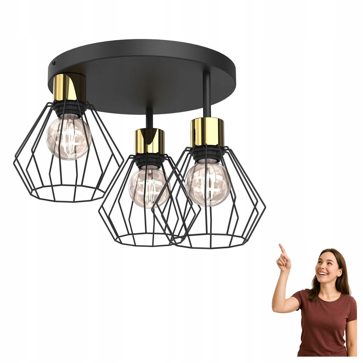 Trojitá stropní svítidlo na drátěném kruhu Parkla 9853 Luminex