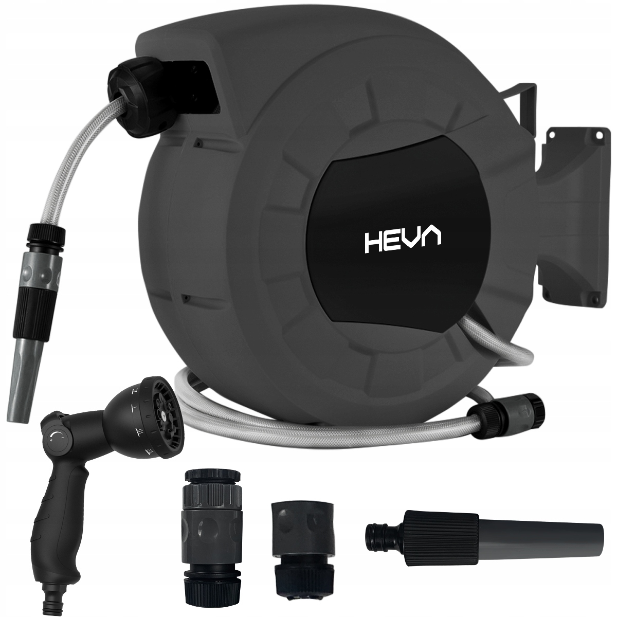 Wąż ogrodowy zwijany automatycznie zwijacz Heva bęben 27m złącza 3/4 1/2