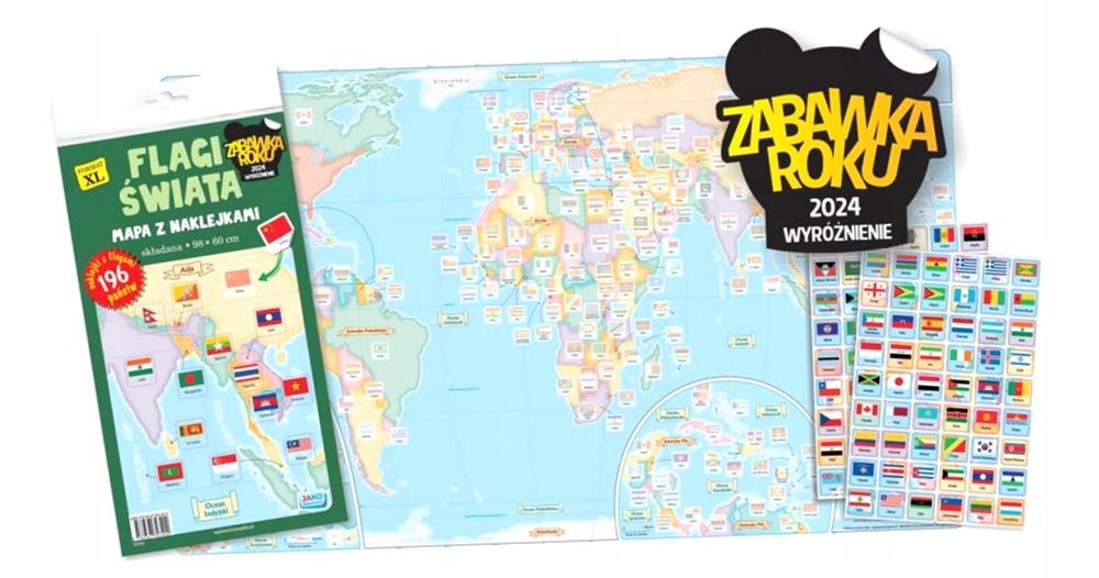 FLAGI ŚWIATA. MAPA Z NAKLEJKAMI PRACA ZBIOROWA