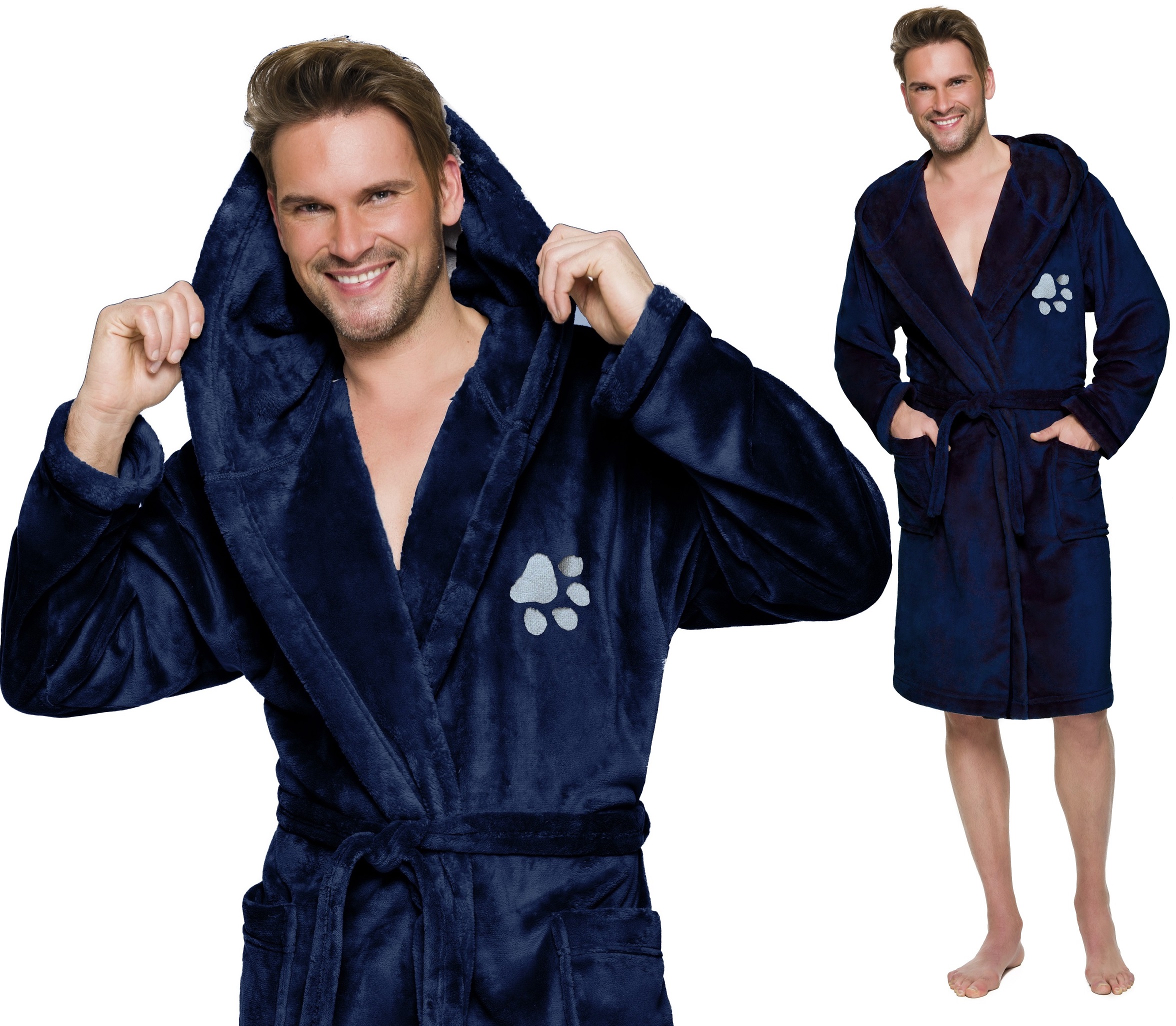 

Łapka Ciepły Krótki Szlafrok Męski Z Kapturem XL