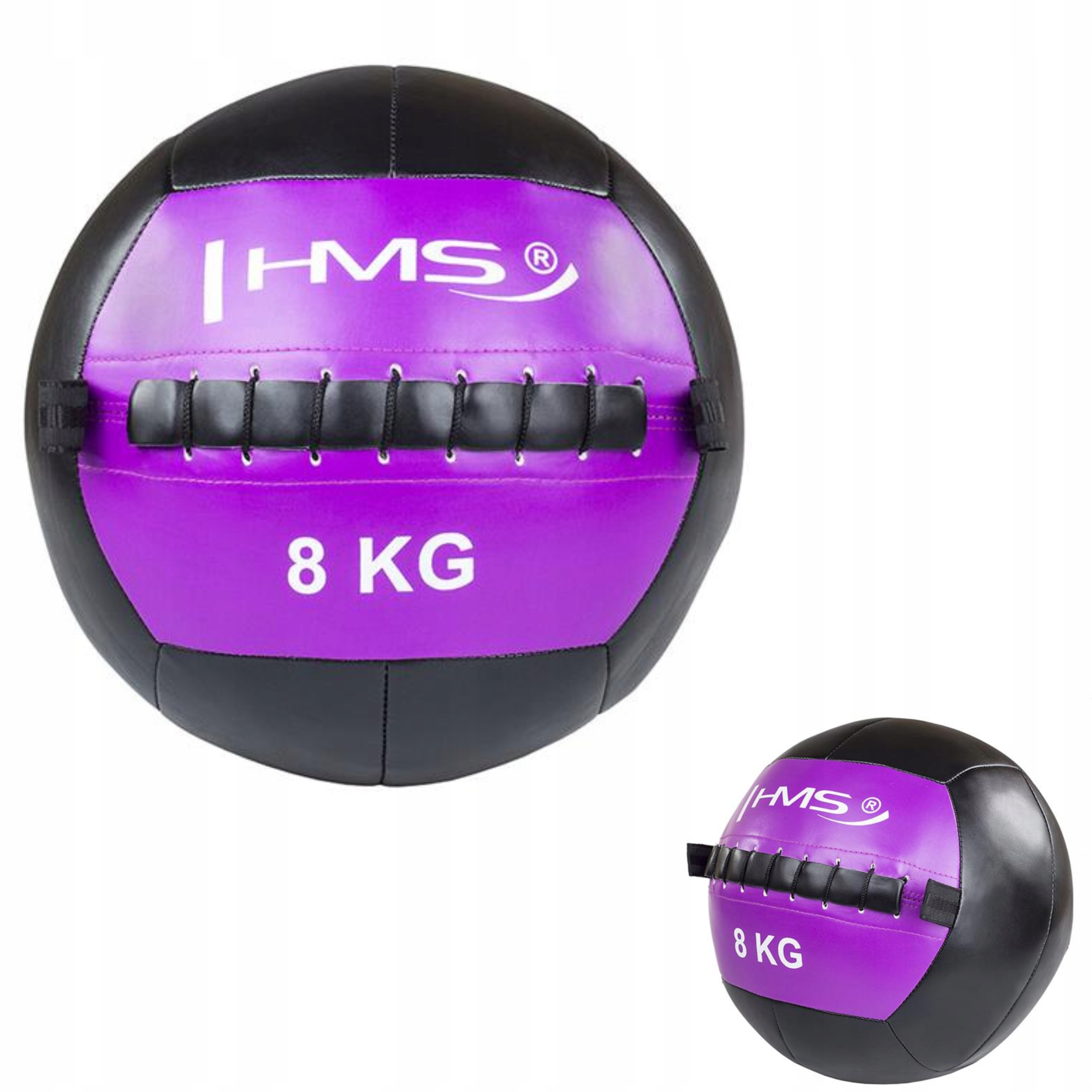 Lékařský míč pro Crossfit 8 kg Hms Wall Ball Kožený Fialový Velký