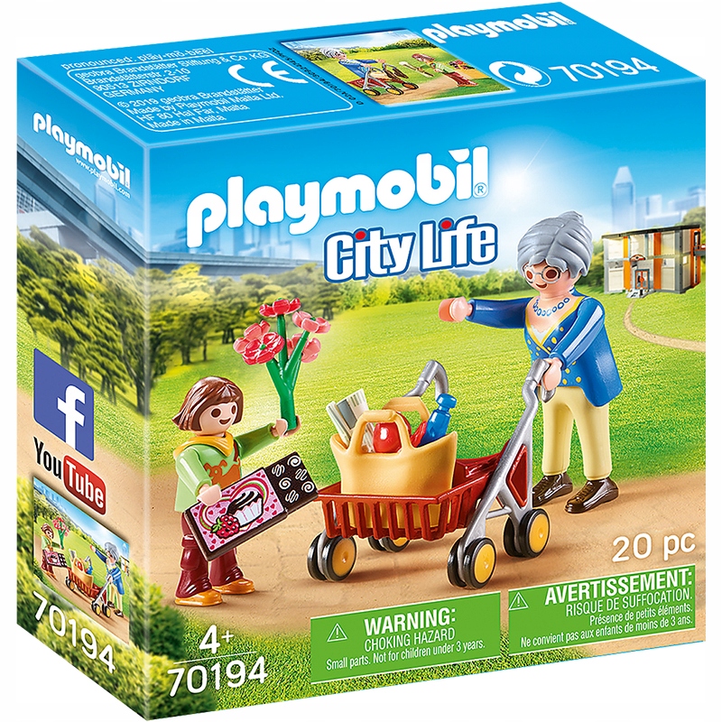

Babcia z chodzikiem dziecko spacer Playmobil 70194