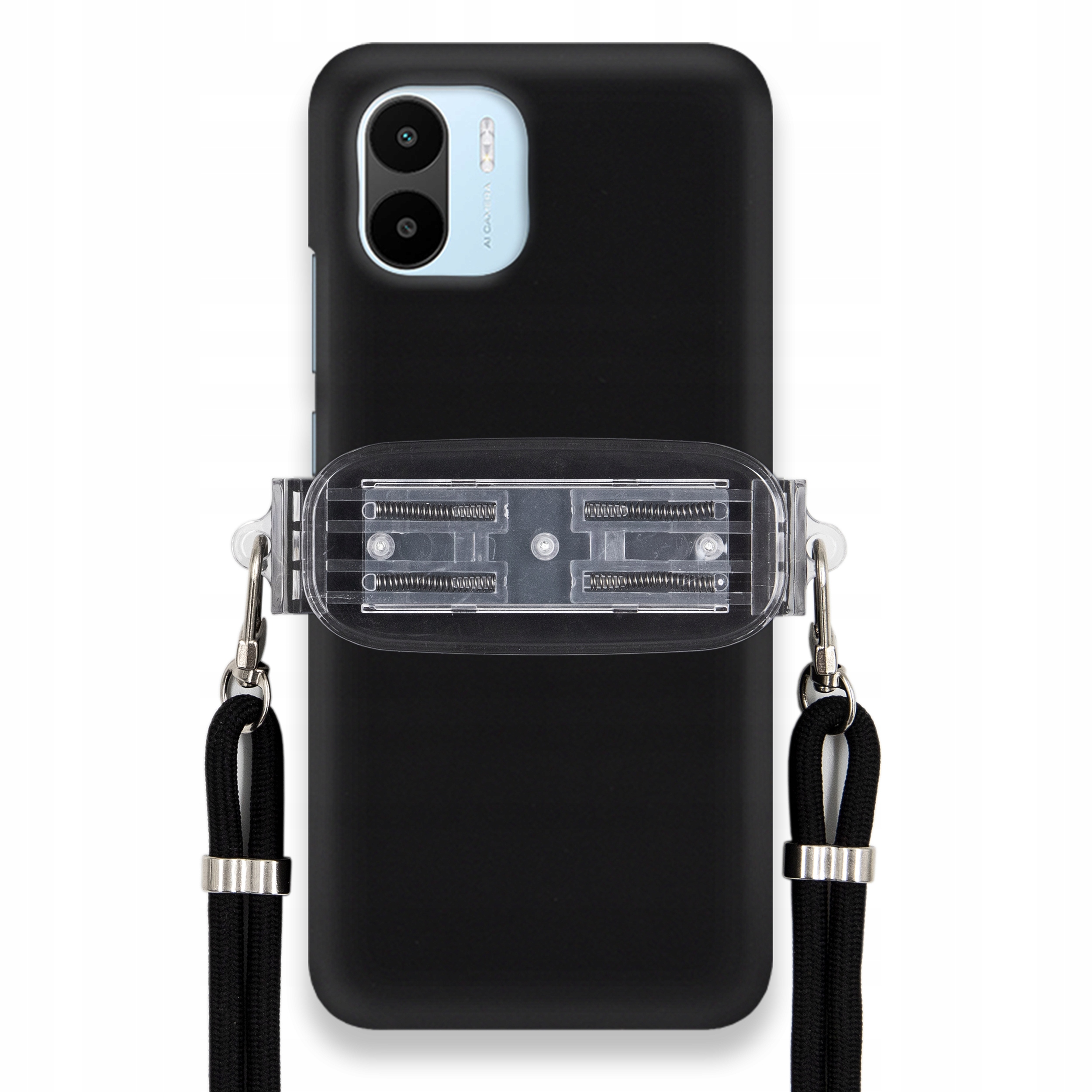 Pouzdro Pro Xiaomi Redmi A1 Matné Černé Pouzdro Univerzální Držák Černá Šňůrka