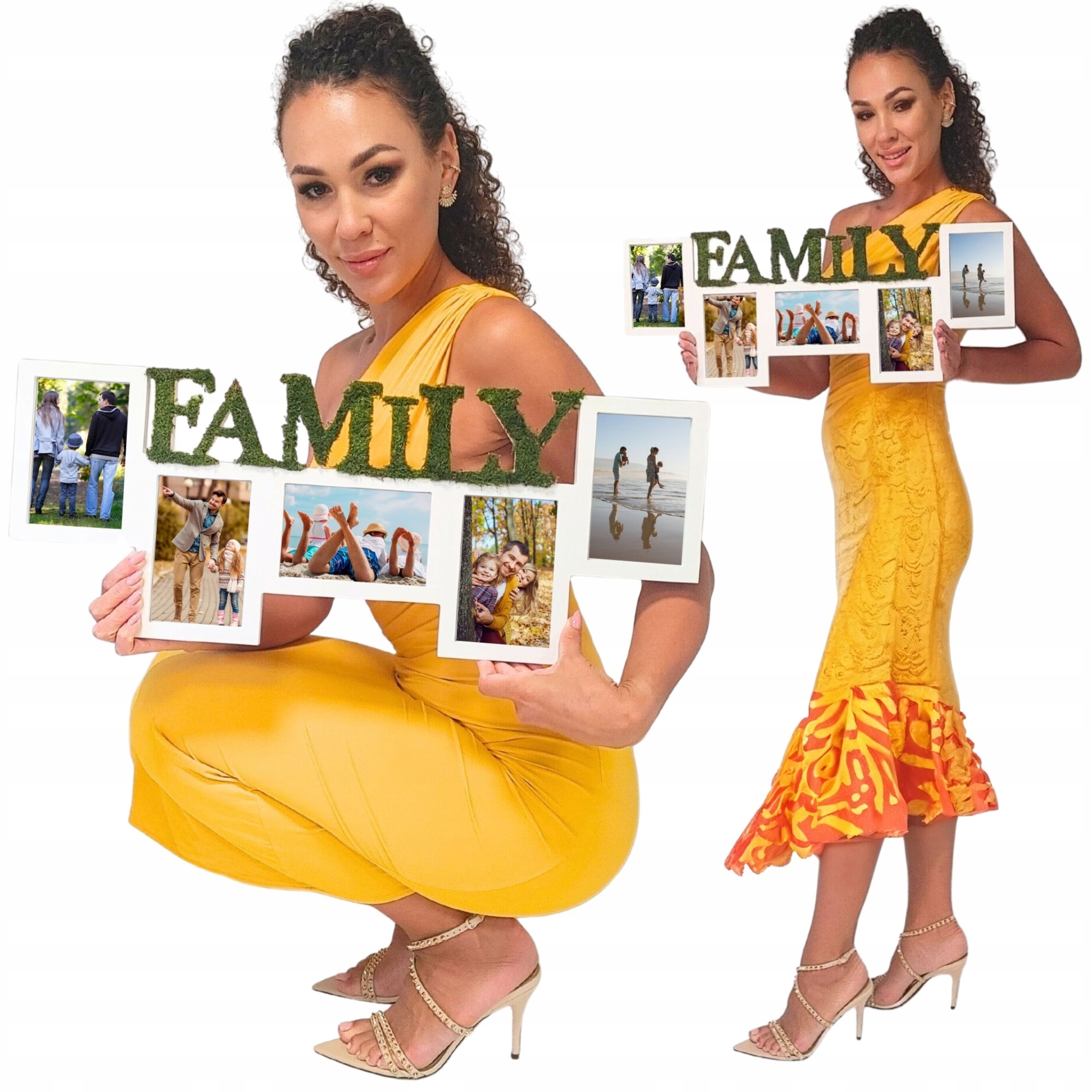 Rámeček na fotografie Dřevěný Mech Chrobotek Obraz z mechu Multirámeček Family XL