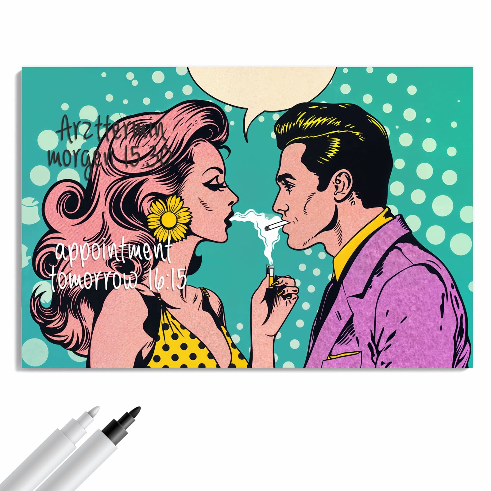 Magnetická tabule Retro Pop Umění Dvojice 90 × 60 cm