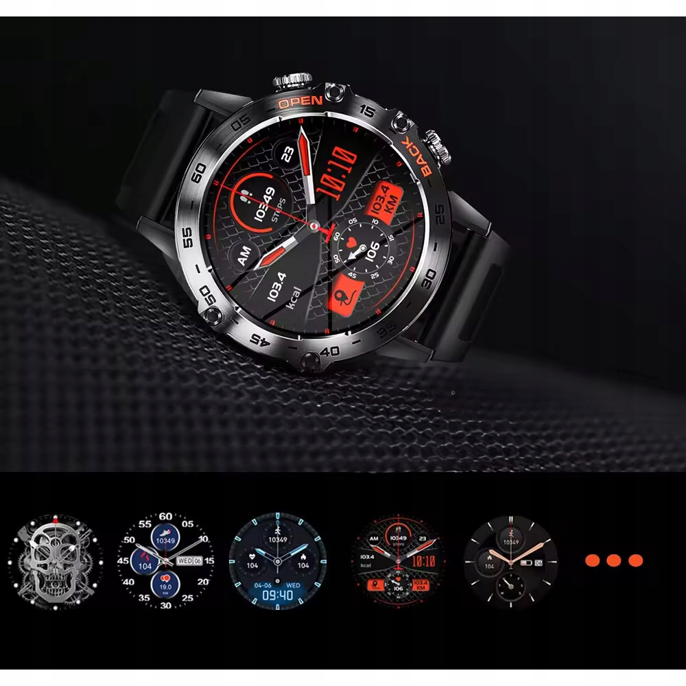 ZEGAREK SMARTWATCH MĘSKI Z CIŚNIENIOMIERZEM ROZMOWY MENU PL BATERIA 400 mAh Materiał paska silikon