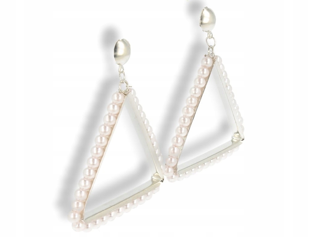 Klipsy do uszu srebrne trójkątne perły Marka bez marki
