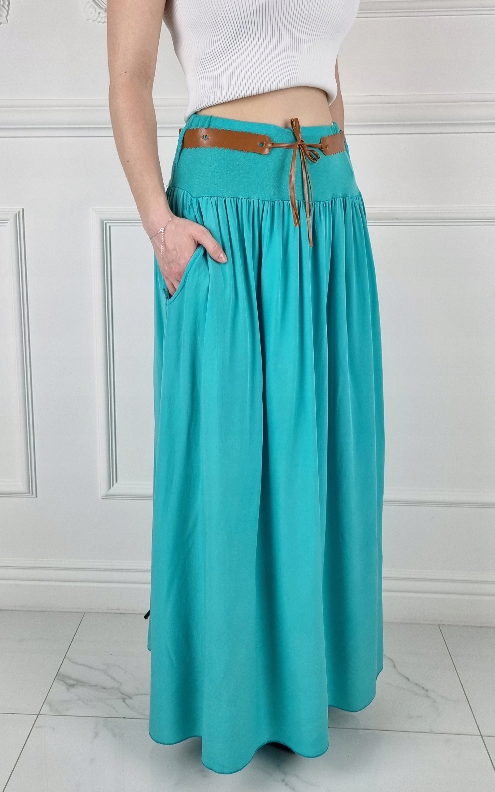 ZWIEWNA DŁUGA SPÓDNICA MAXI DO KOSTEK BOHO DAMSKA Długość maxi