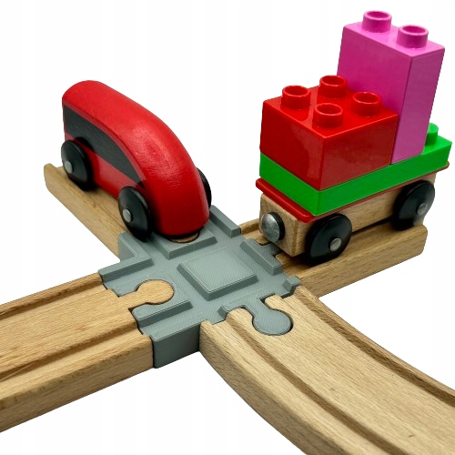 Skrzyżowanie mini + 1 Łącznik do Torów i Kolejek Drewnianych z IKEA LIDL Seria skrzyzowanie2l