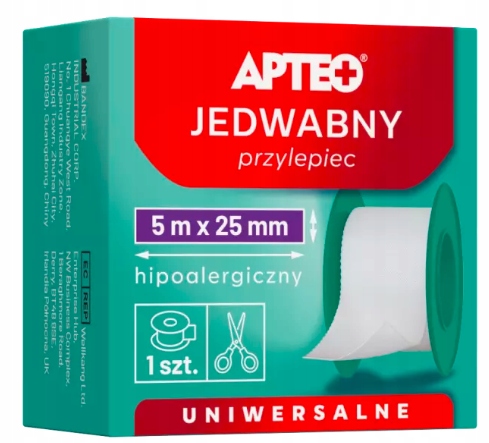

Jedwabny Przylepiec plaster Apteo 5m x 25 mm