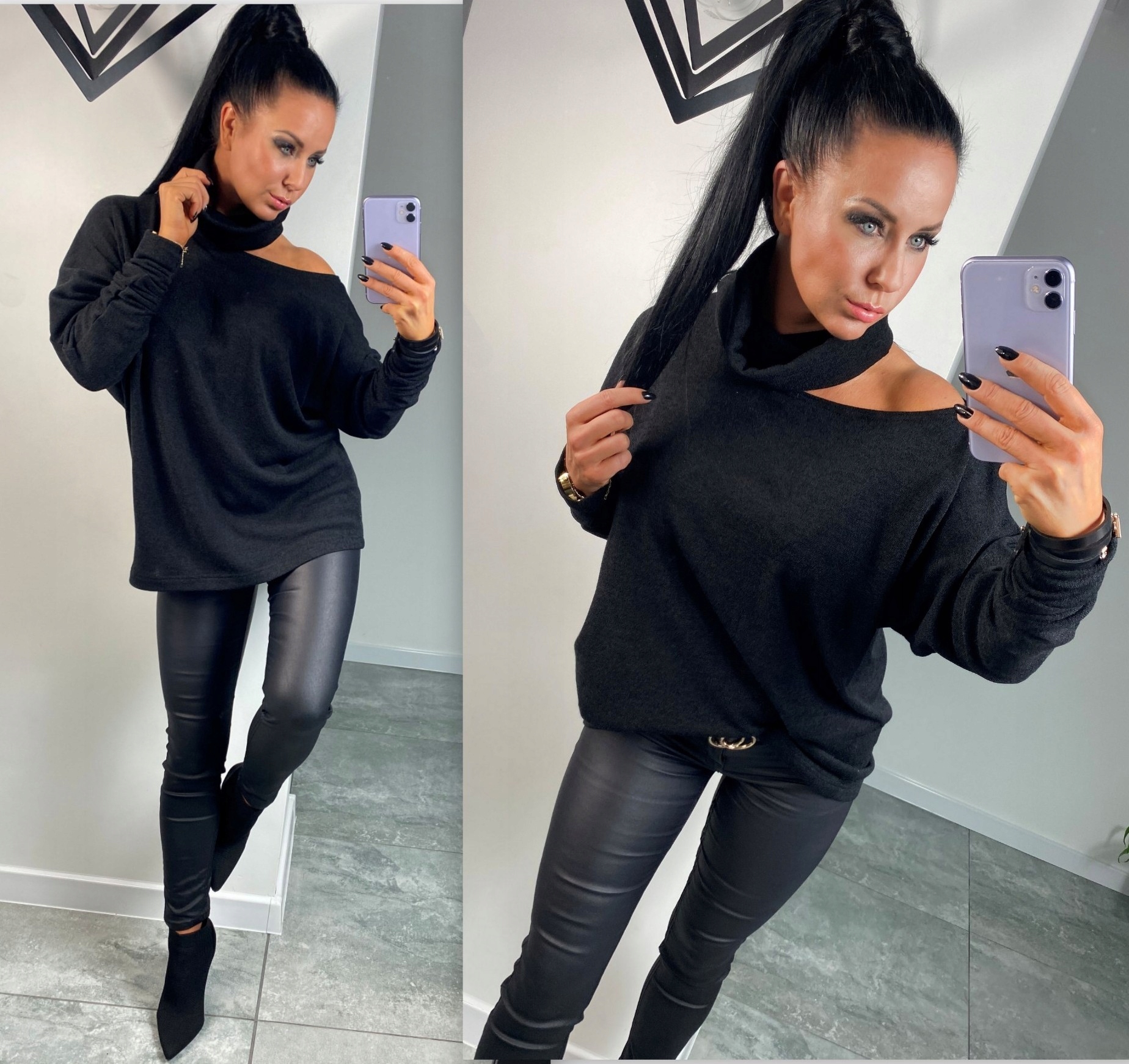 LipMar oryginalny sweter golf odkryte ramie L 40 Płeć kobieta