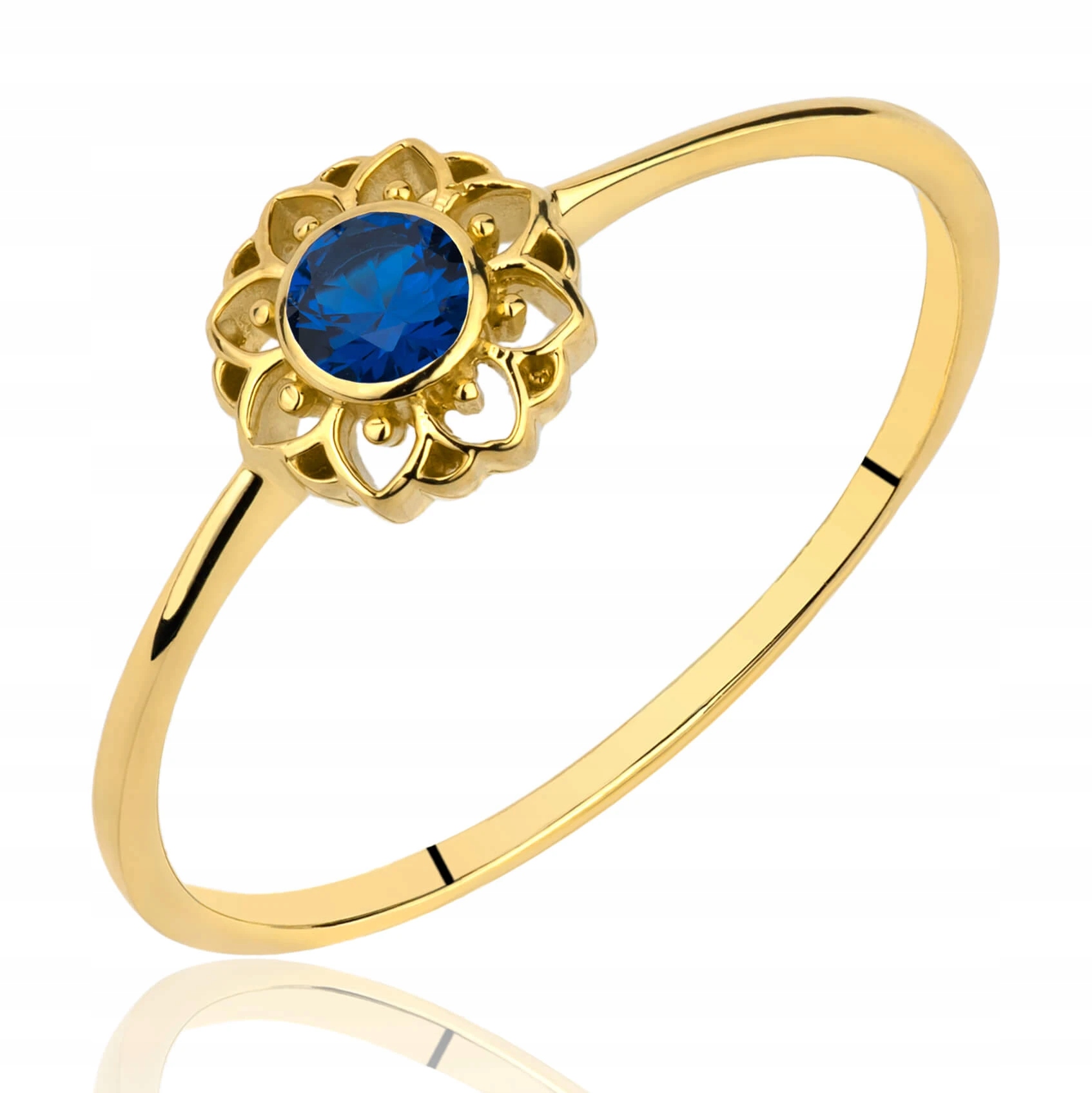 Prstýnek 585 S Modrým Očkem A Safírovým Květem Vel. 09