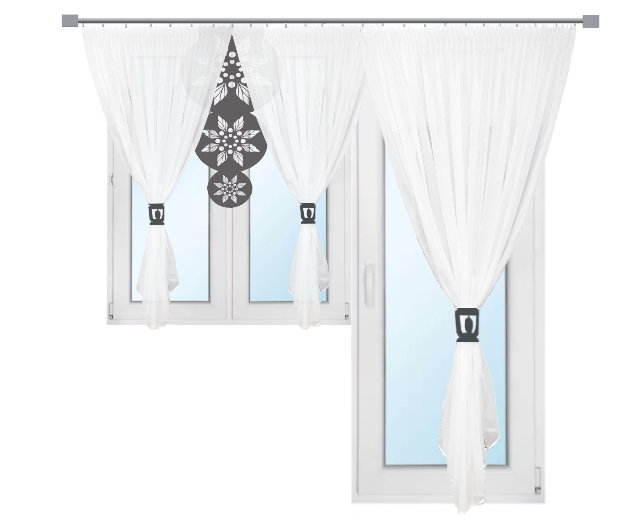 Firana nowoczesna OKNO BALKON salon MANDALA szara