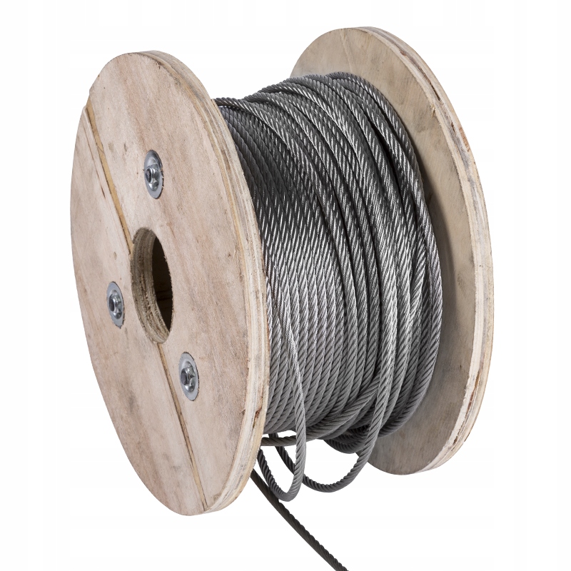 Linka stalowa fi 6 mm, splot 7x19, stal nierdzewna (szpula 50m)